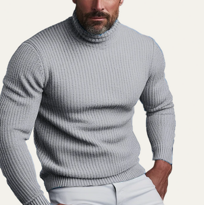 VogeLuxe | Pull col roulé côtelé classique pour homme 2