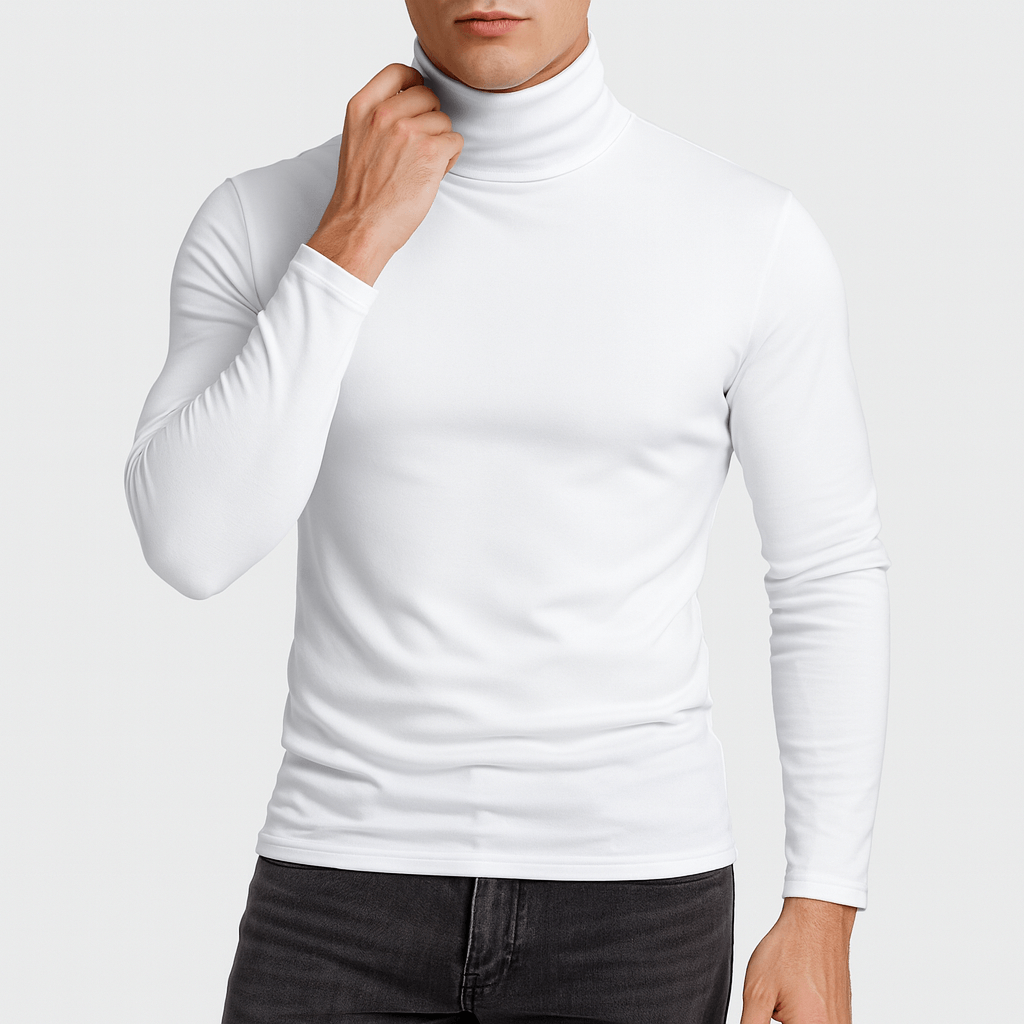 Pull Homme Coton Manches Longues Col Roulé - PanierRoyale