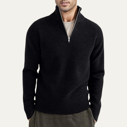 Pull Homme Côtelé Col Zippé Sport - PanierRoyale