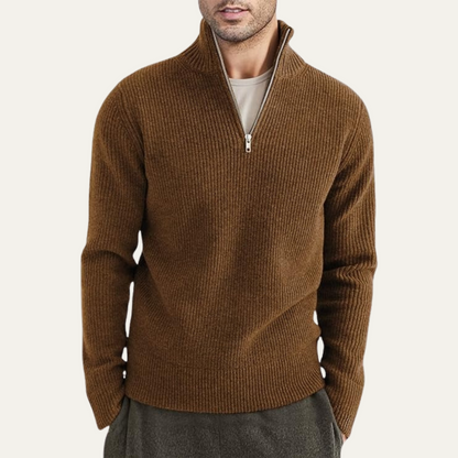 VogeLuxe | Pull côtelé à col zippé pour homme 4