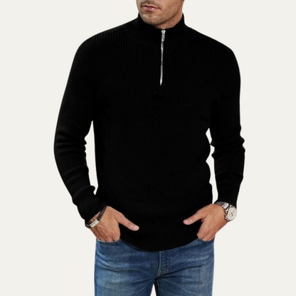 VogeLuxe | Pull côtelé à col zippé pour homme 5