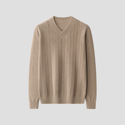 VogeLuxe | Pull côtelé classique à col en V pour homme 1