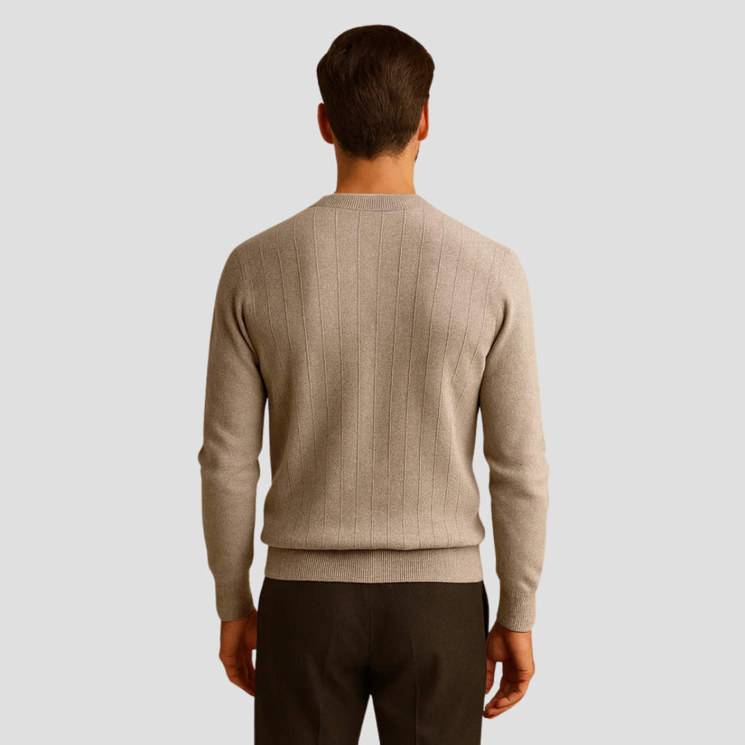 VogeLuxe | Pull côtelé classique à col en V pour homme 3
