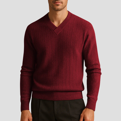 VogeLuxe | Pull côtelé classique à col en V pour homme 6