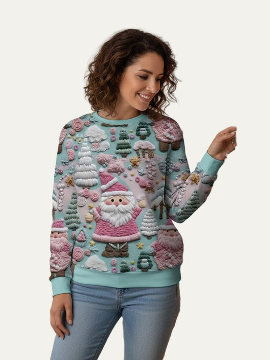 Pull de Noël Femme Motif Père Noël et Neige Hivernal - PanierRoyale