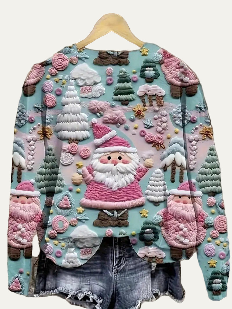 VogeLuxe | Pull de Noël 3D pour femme avec Père Noël et neige 1