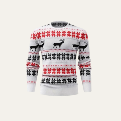 VogeLuxe | Pull de Noël classique en maille à motif renne pour homme 0