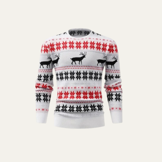 VogeLuxe | Pull de Noël classique en maille à motif renne pour homme 0