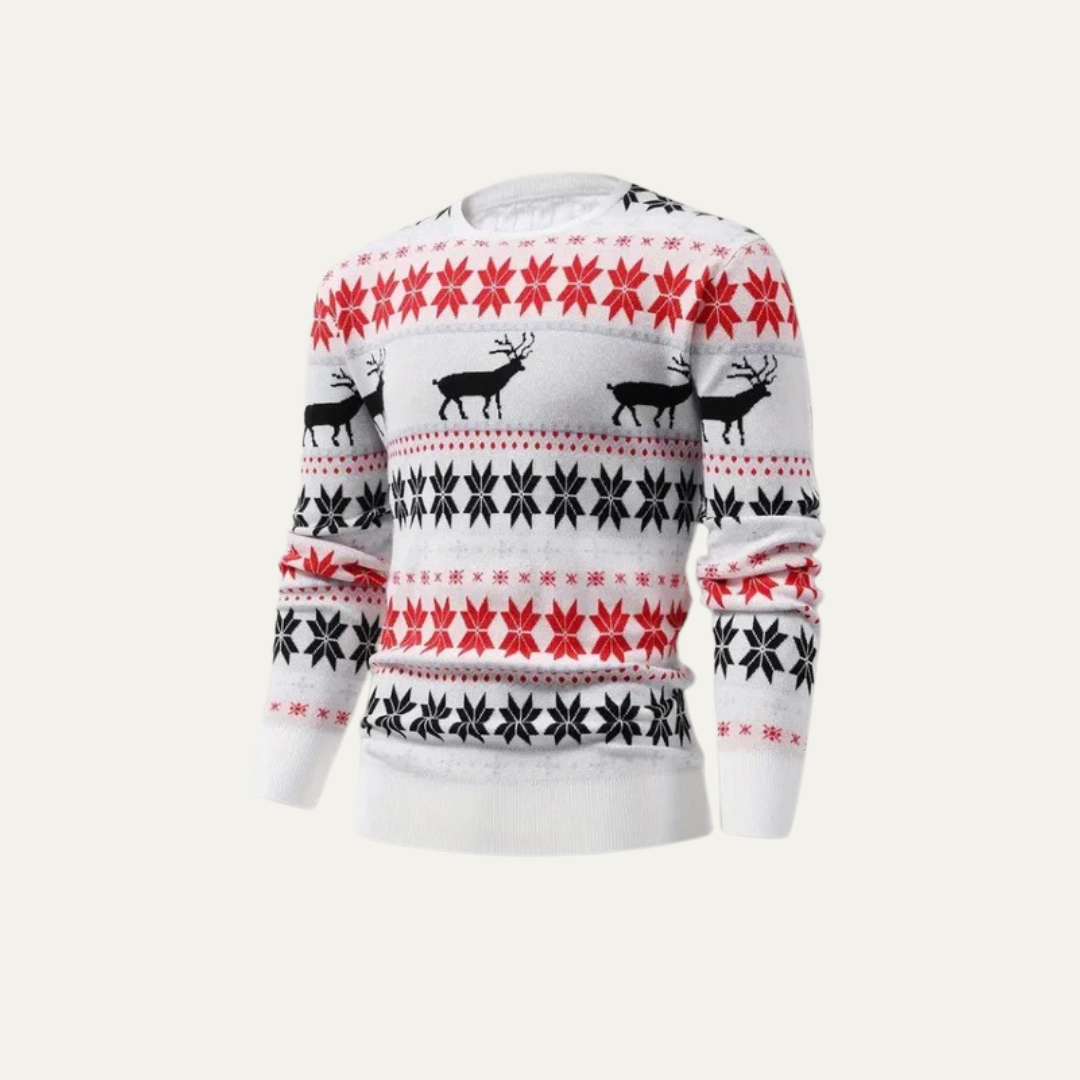 VogeLuxe | Pull de Noël classique en maille à motif renne pour homme 2