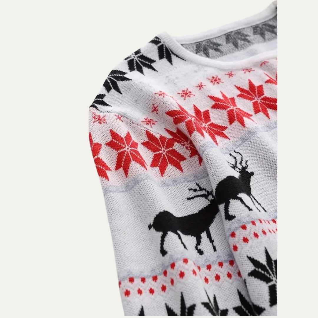 VogeLuxe | Pull de Noël classique en maille à motif renne pour homme 4
