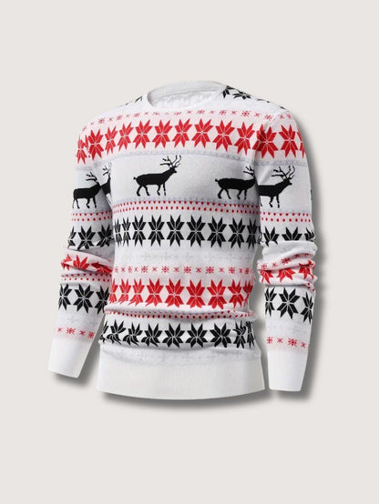 VogeLuxe | Pull de Noël classique pour homme à motif renne Fair Isle 3