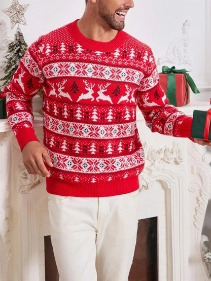 VogeLuxe | Pull de Noël nordique pour homme avec motif de rennes 2