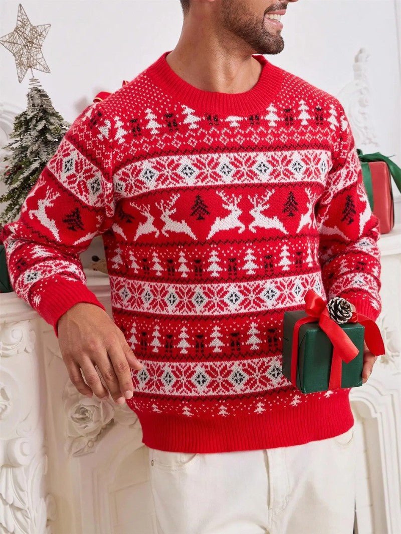 VogeLuxe | Pull de Noël nordique pour homme avec motif de rennes 3