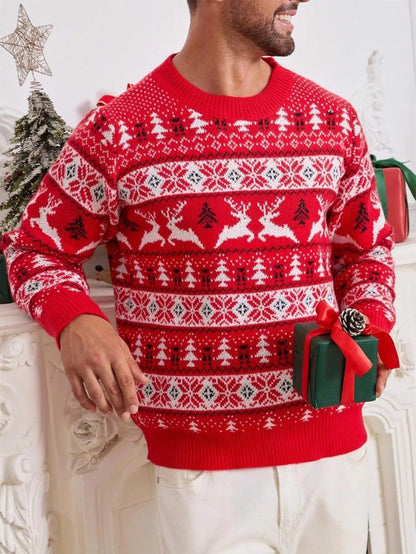 VogeLuxe | Pull de Noël nordique pour homme avec motif de rennes 3
