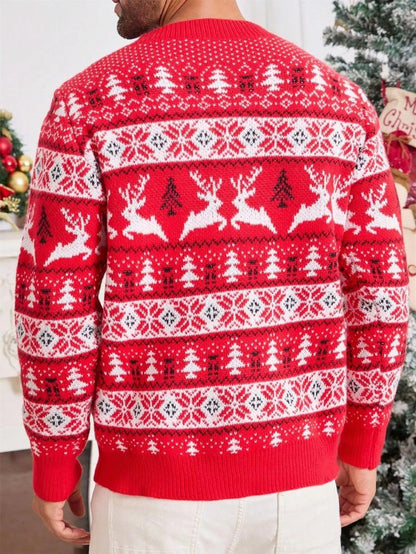 VogeLuxe | Pull de Noël nordique pour homme avec motif de rennes 4