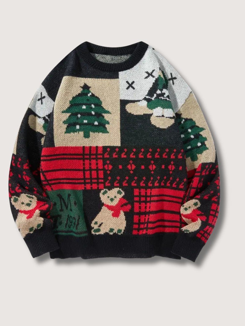 VogeLuxe | Pull de Noël patchwork festif pour homme 9