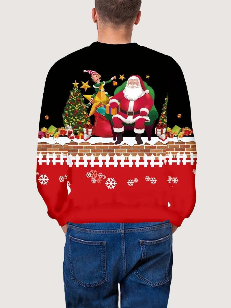 VogeLuxe | Pull de Noël pour homme avec cheminée et Père Noël 1