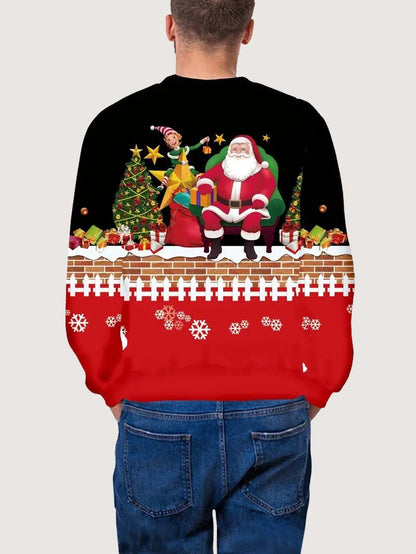 VogeLuxe | Pull de Noël pour homme avec cheminée et Père Noël 1