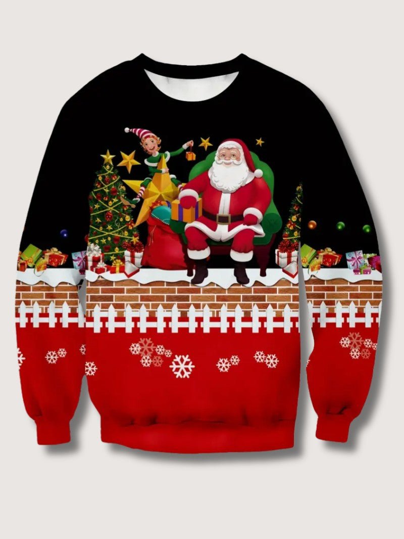 VogeLuxe | Pull de Noël pour homme avec cheminée et Père Noël 4