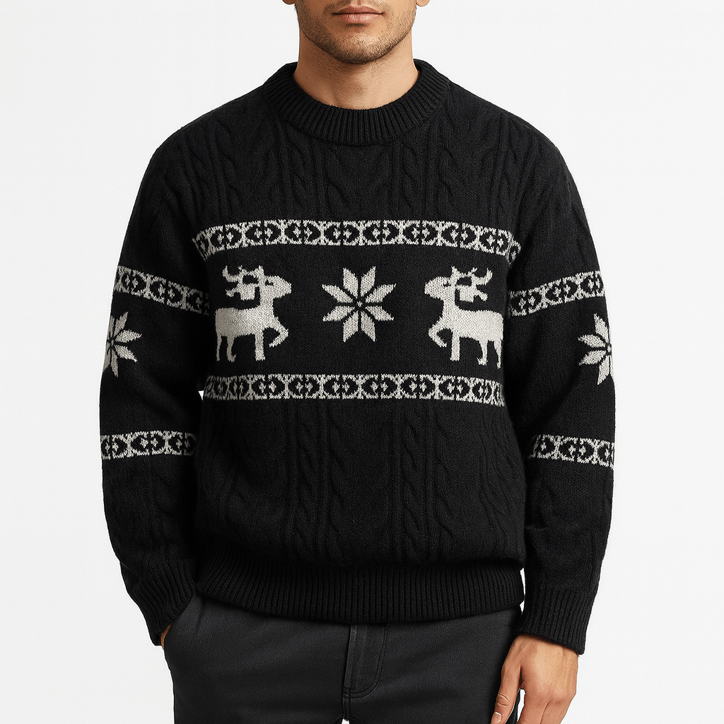 Pull Cachemire Homme Élégant à Motif Animal
