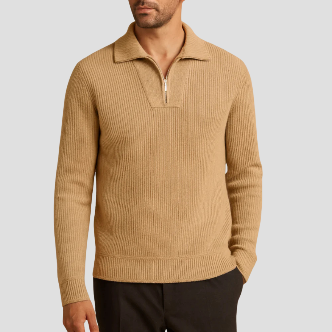 VogeLuxe | Pull demi-zip côtelé pour homme 4