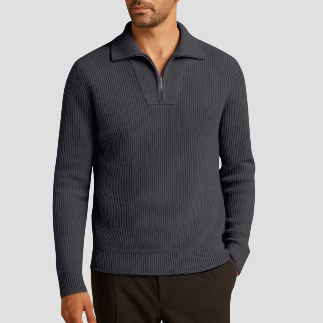 VogeLuxe | Pull demi-zip côtelé pour homme 6