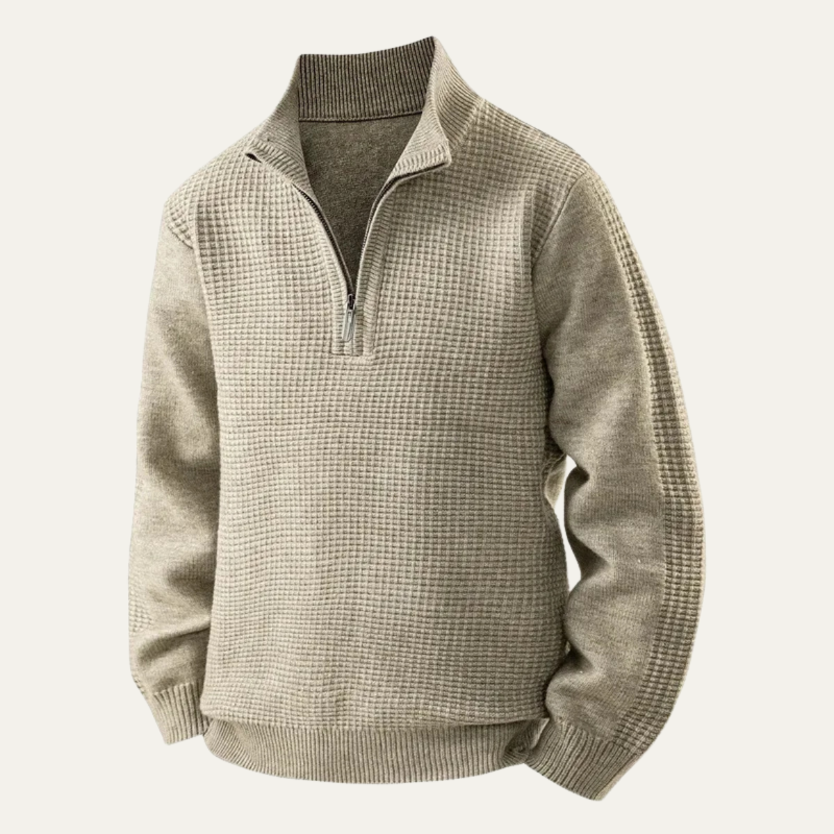 VogeLuxe | Pull demi-zip en maille gaufrée pour homme 0
