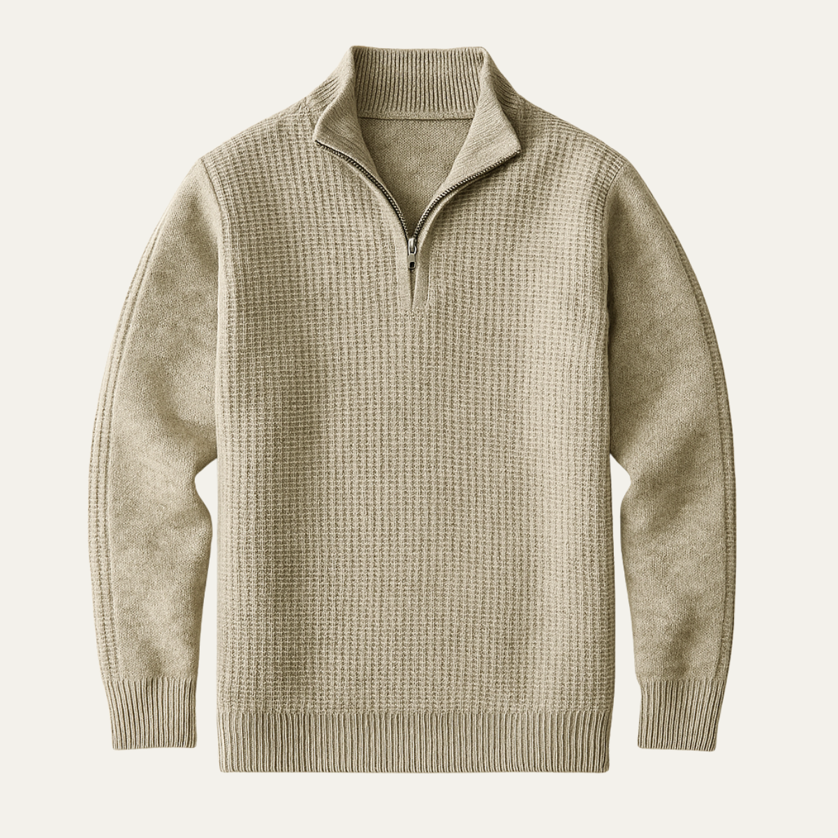 VogeLuxe | Pull demi-zip en maille gaufrée pour homme 1