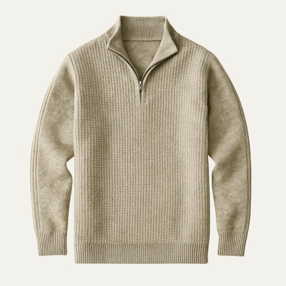 VogeLuxe | Pull demi-zip en maille gaufrée pour homme 1