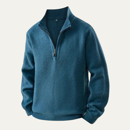VogeLuxe | Pull demi-zip en maille gaufrée pour homme 10