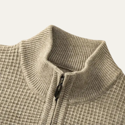 VogeLuxe | Pull demi-zip en maille gaufrée pour homme 3