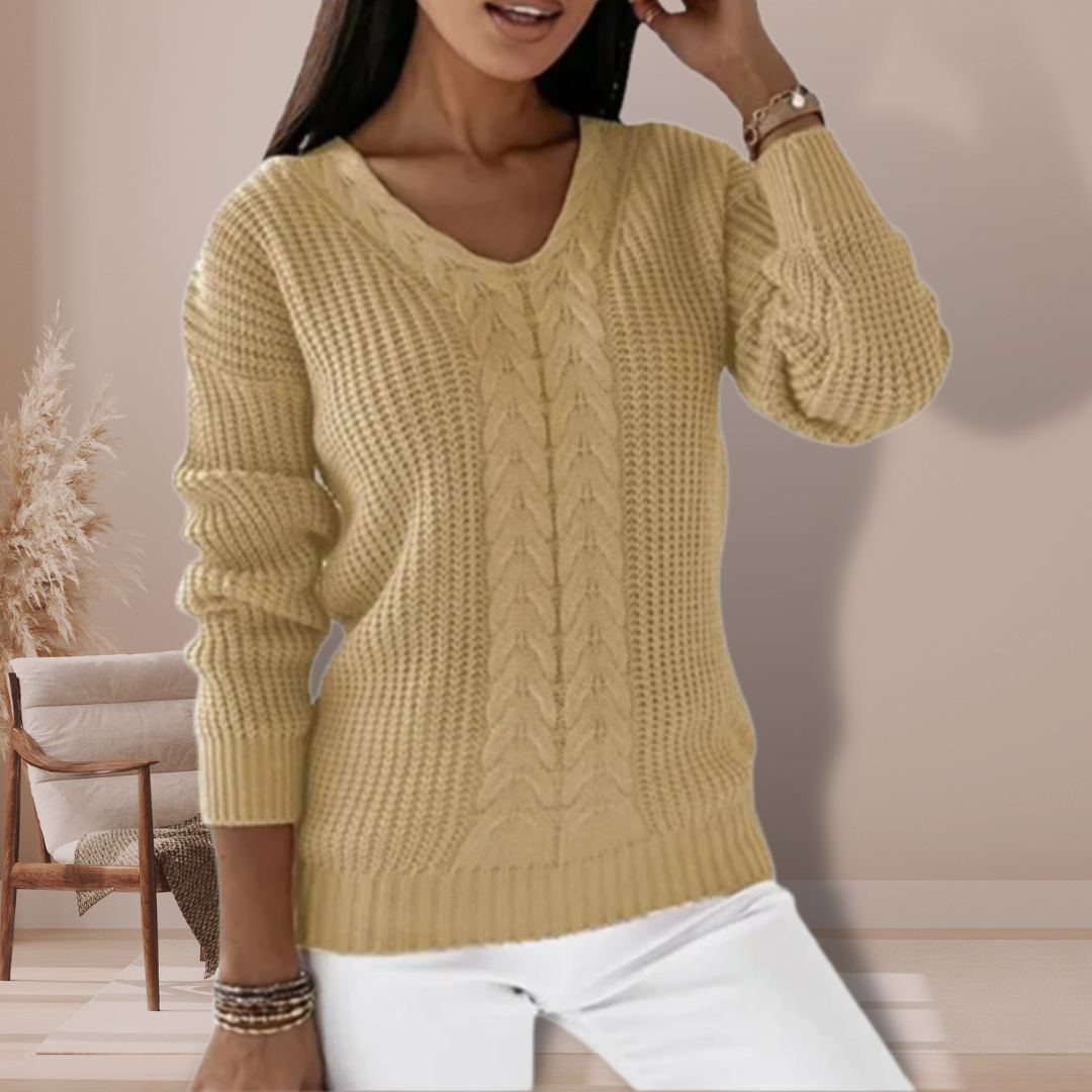 Pull Femme Col V Élégant et Chaud