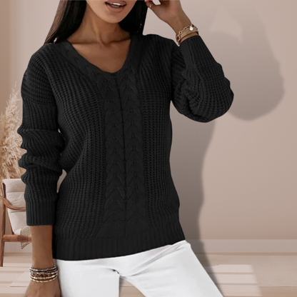 Pull Femme Col V Élégant et Chaud