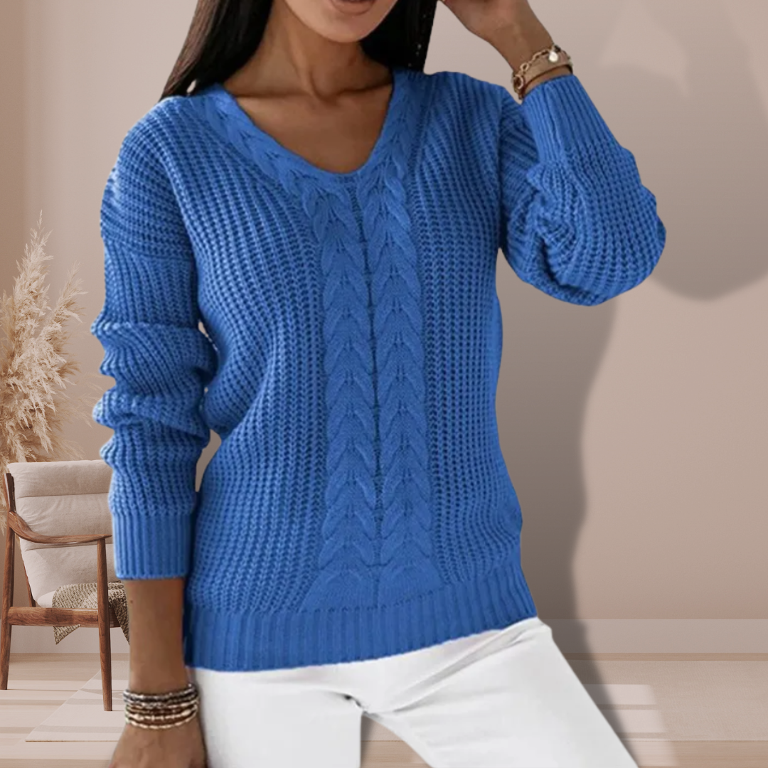 Pull Femme Col V Élégant et Chaud