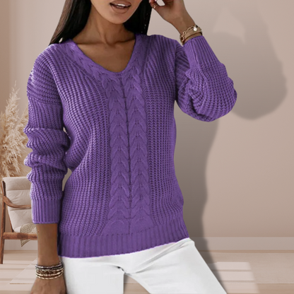 Pull Femme Col V Élégant et Chaud