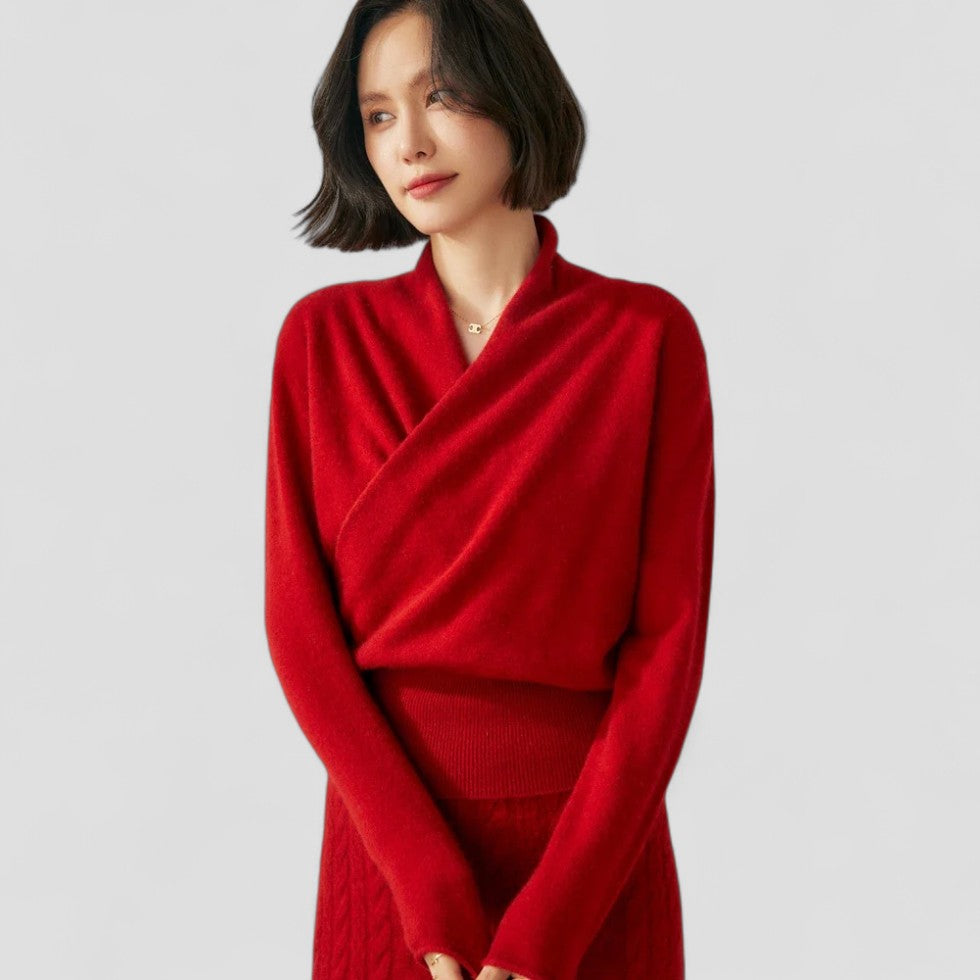 VogeLuxe | Pull en cachemire croisé pour femme 1