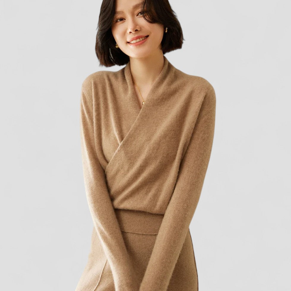VogeLuxe | Pull en cachemire croisé pour femme 2