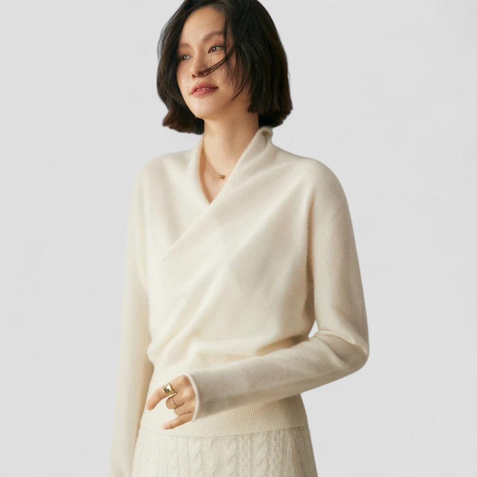 VogeLuxe | Pull en cachemire croisé pour femme 3