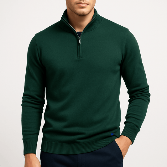 Pull Homme Col Zippé Coton Doux et Chaud - PanierRoyale