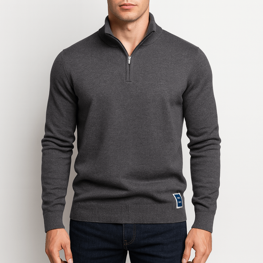 VogeLuxe | Pull en coton à col zippé pour homme 1