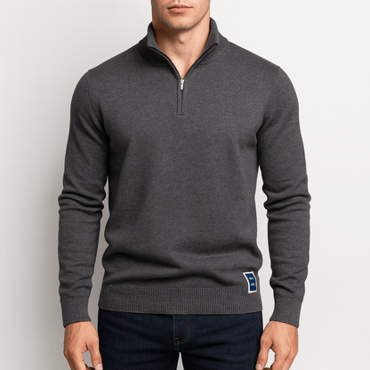 Pull Homme Col Zippé Coton Doux et Chaud