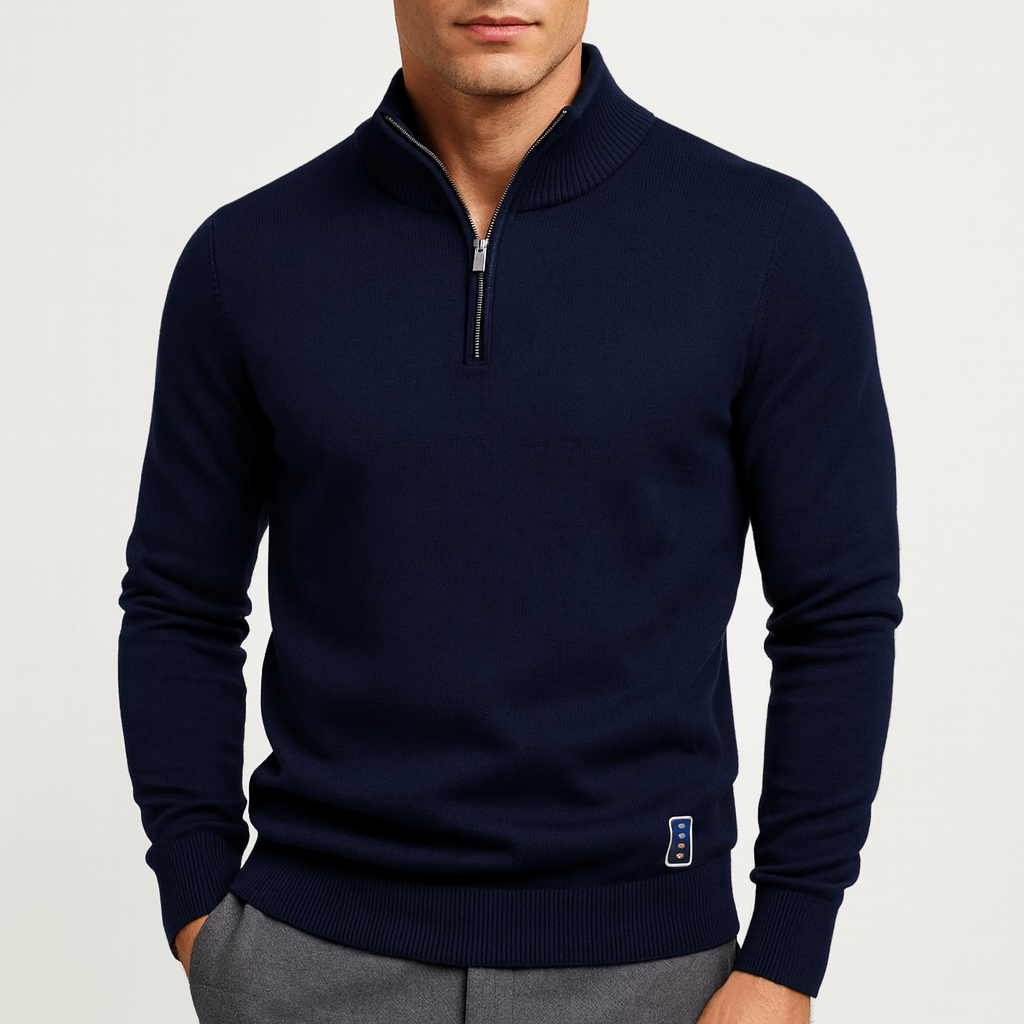 VogeLuxe | Pull en coton à col zippé pour homme 3