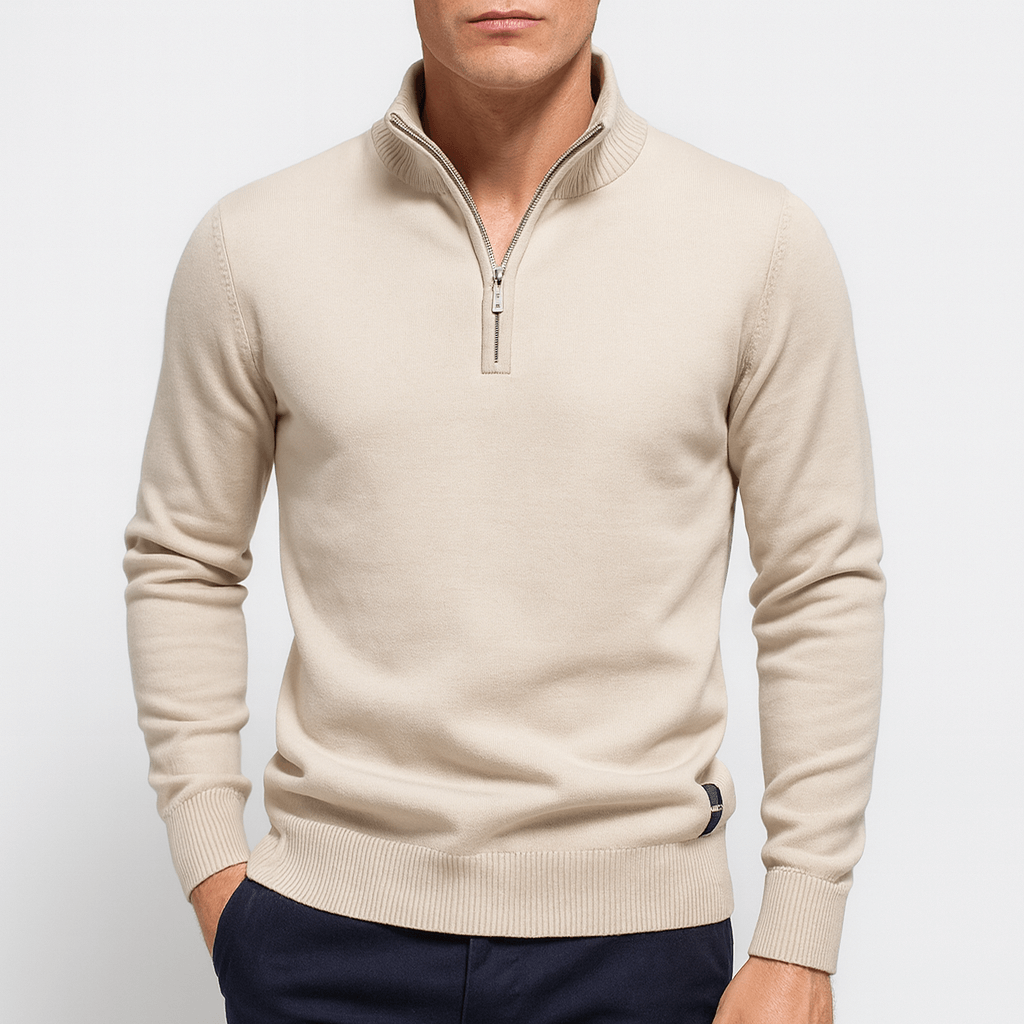 VogeLuxe | Pull en coton à col zippé pour homme 4