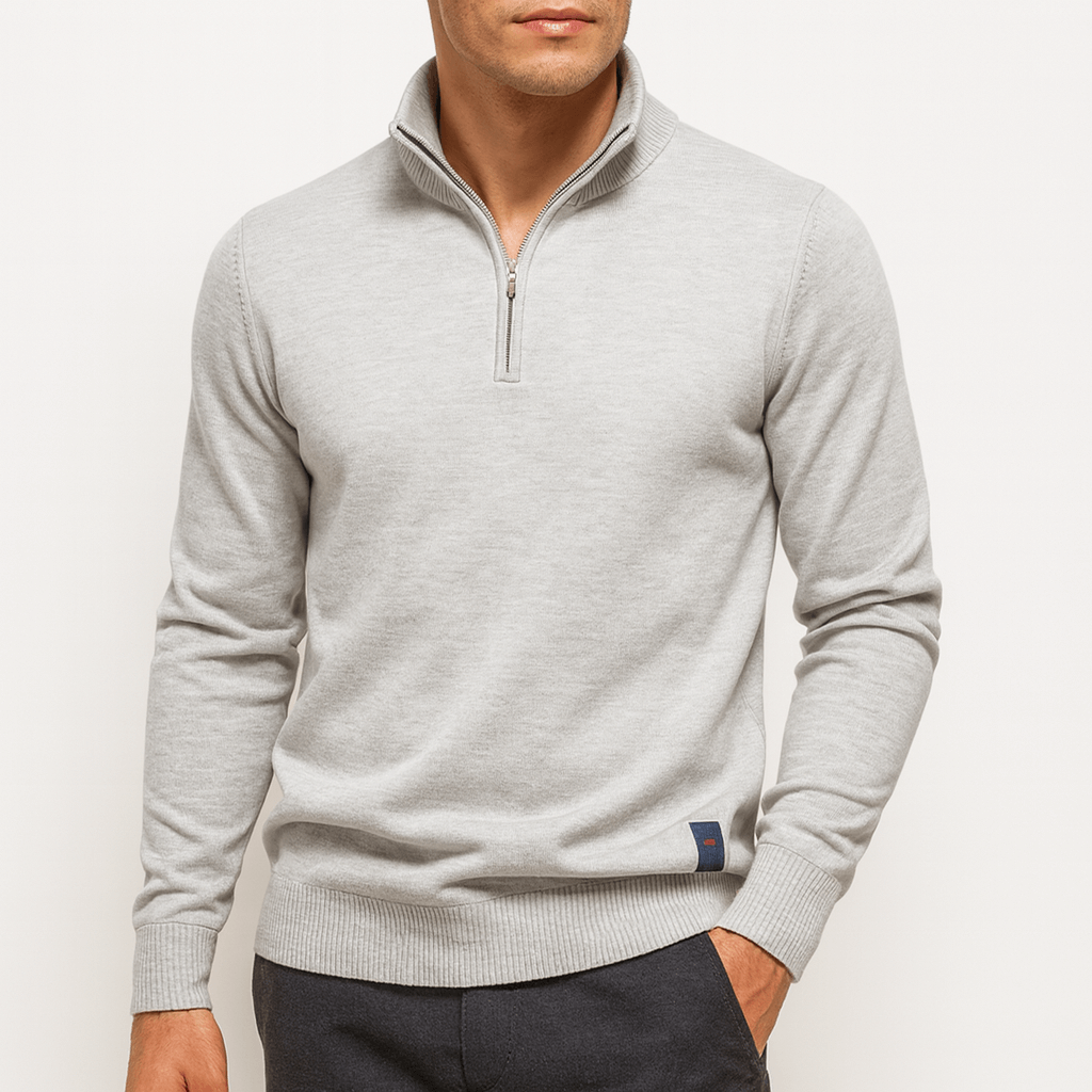 VogeLuxe | Pull en coton à col zippé pour homme 5