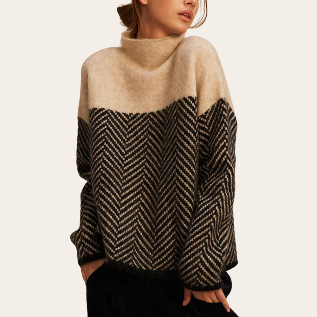 Pull en maille à carreaux femme élégant et chaud - PanierRoyale