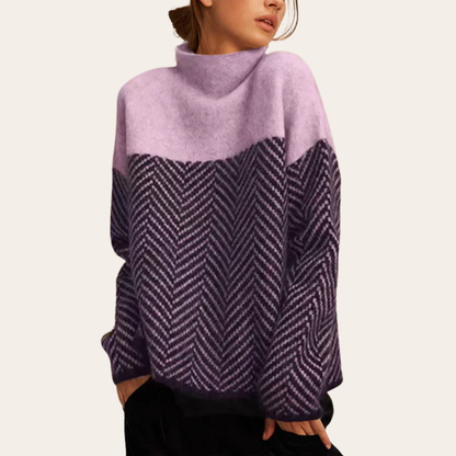 Pull en maille à carreaux femme élégant et chaud