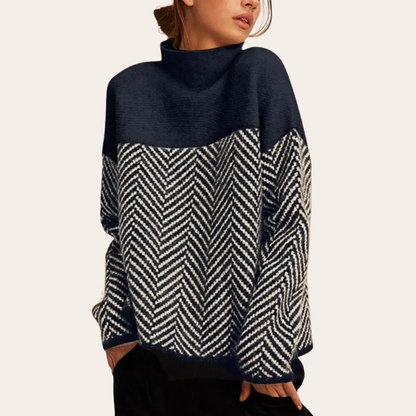 Pull en maille à carreaux femme élégant et chaud