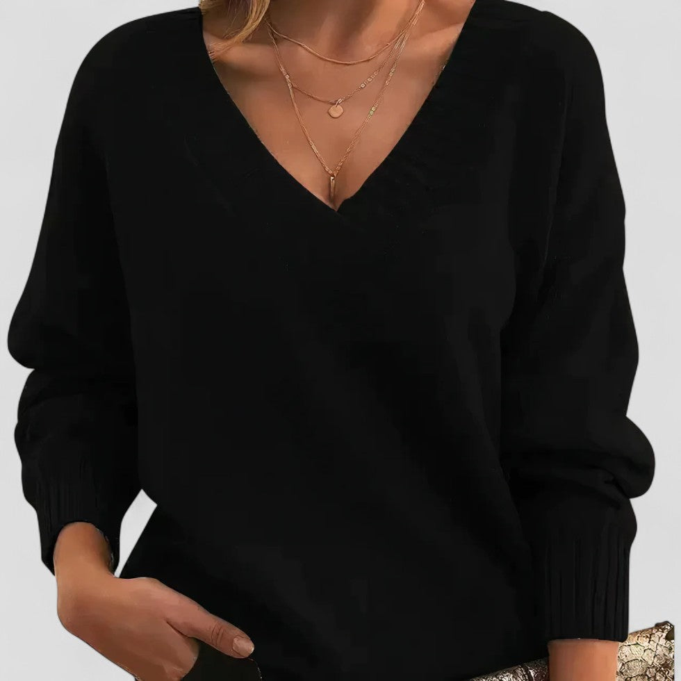 VogeLuxe | Pull en maille à col V pour femme 0
