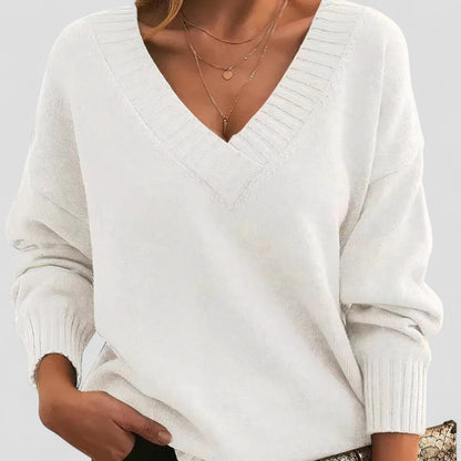 Pull Col V Femme Tricot Élégant