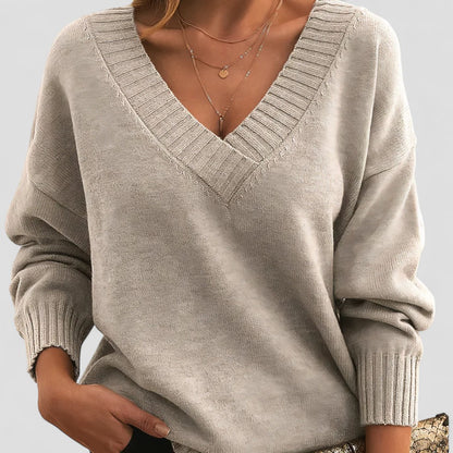 VogeLuxe | Pull en maille à col V pour femme 2